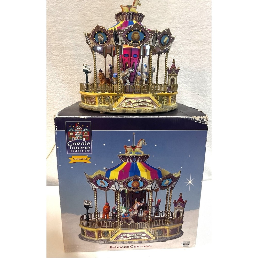 Lemax Carole Towne Animated Belmont Carousel Lighted With Sound.  *See Details*